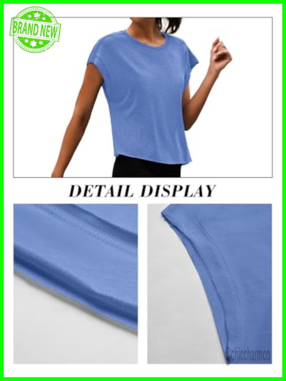 Open Back Crop Tee - Short Sleeve Yoga Gym Shirt - Picture 5 of 7